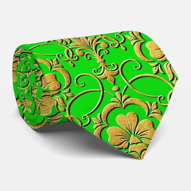 Milo Dale St Patrick's Shamrock Green Men's Tie (Rolled)