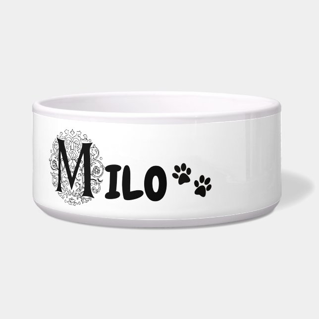 Milo - dogs and cats personalised bowl (Front)