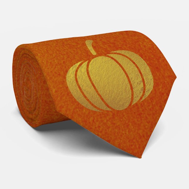 Milo Gold Pumpkin Thanksgiving Orange Tie (Rolled)