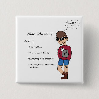 Milo Missouri character 15 Cm Square Badge