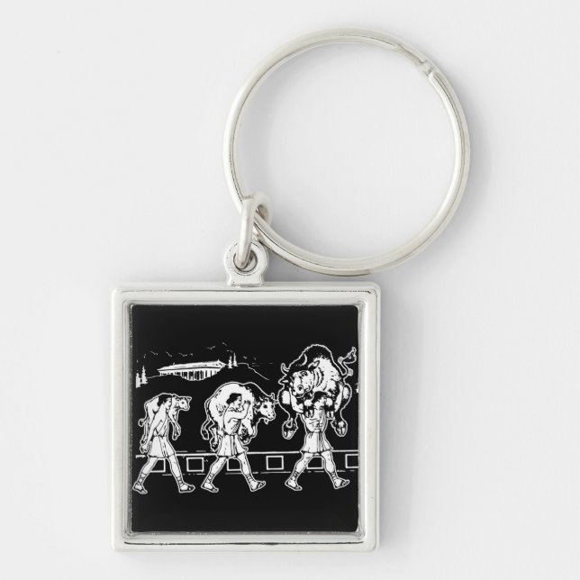 Milo of Croton And The Bull - Gym Motivational Key Ring (Front)