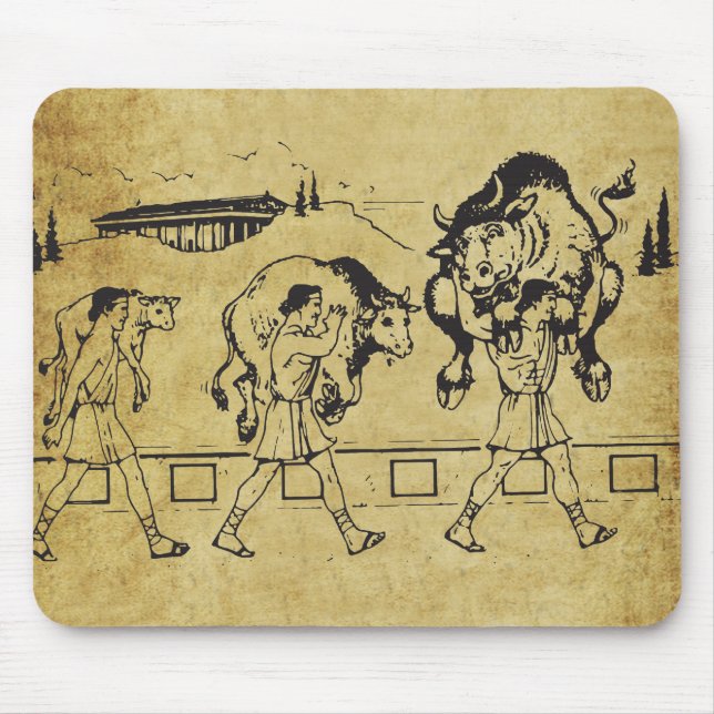 Milo of Croton And The Bull - Gym Motivational Mouse Mat (Front)