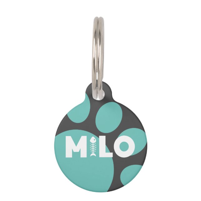 Milo Paw Print Cat Pet ID Tag (Front)