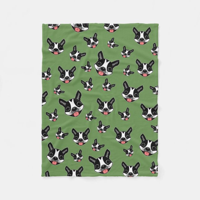 Milo The Boston Terrier Fleece Blanket (Front)