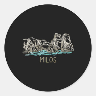 Milos Greece Hand Drawn Classic Round Sticker