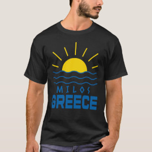 Milos Greece Sunshine And Sea Men's Black T-Shirt