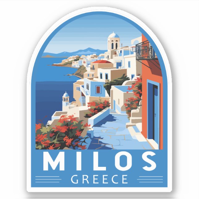 Milos Greece Travel Art Vintage (Front)