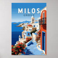 Milos Greece Travel Art Vintage