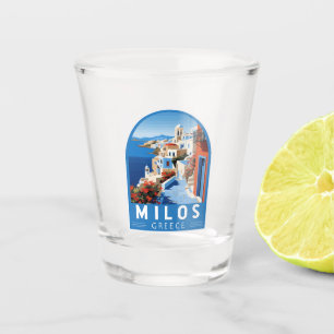 Milos Greece Travel Art Vintage Shot Glass