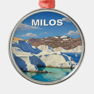 Milos Greece Travel Metal Tree Decoration