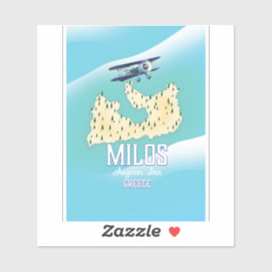 Milos,Greek island Map travel poster art.
