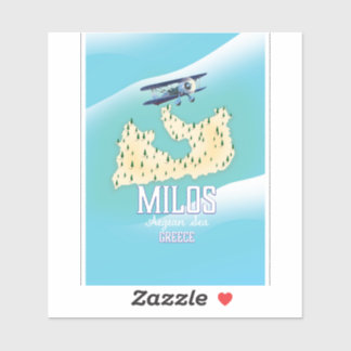 Milos,Greek island Map travel poster art.