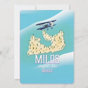 Milos,Greek island Map travel poster art.