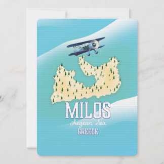 Milos,Greek island Map travel poster art.