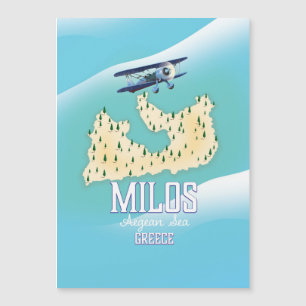 Milos,Greek island Map travel poster art.