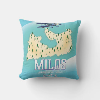 Milos,Greek island Map travel poster art. Cushion