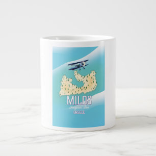 Milos,Greek island Map travel poster art. Large Coffee Mug