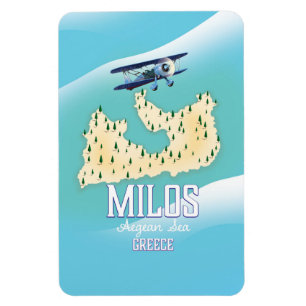 Milos,Greek island Map travel poster art. Magnet