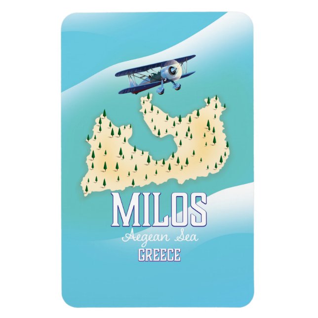 Milos,Greek island Map travel poster art. Magnet (Vertical)