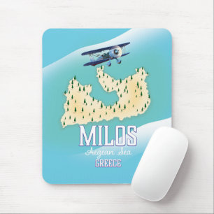 Milos,Greek island Map travel poster art. Mouse Mat