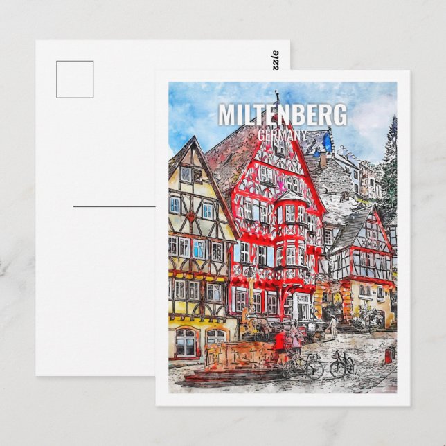 Miltenberg Germany Famous Travel Place Watercolor Postcard (Front/Back)