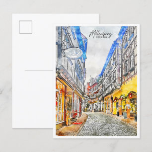 Miltenberg Germany vintage travel watercolor Postcard