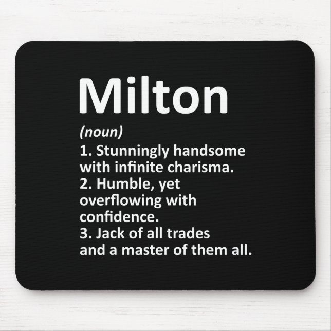 Milton Definition Personalised Name Funny Birthday Mouse Mat (Front)