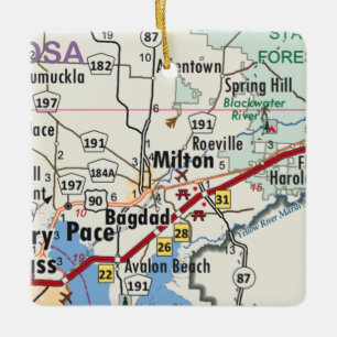 Milton Florida Map Ceramic Ornament