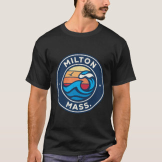 Milton Massachusetts Ma Vintage Nautical Waves Des T-Shirt