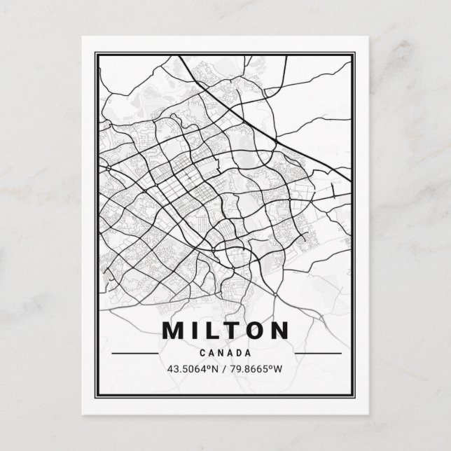 Milton Ontario Canada Travel City Map Postcard (Front)