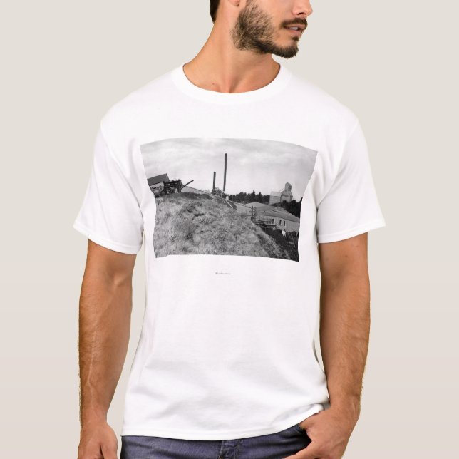 Milton, Oregon View of Town Elevator Photograph T-Shirt (Front)