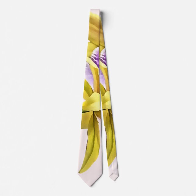 Miltonia Orchids Sunset Yellow Passion Tie (Front)
