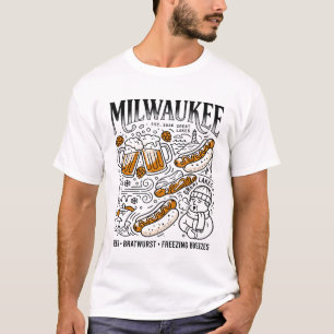 Milwaukee Beer Bratwurst And Freezing Breezes Illu T-Shirt