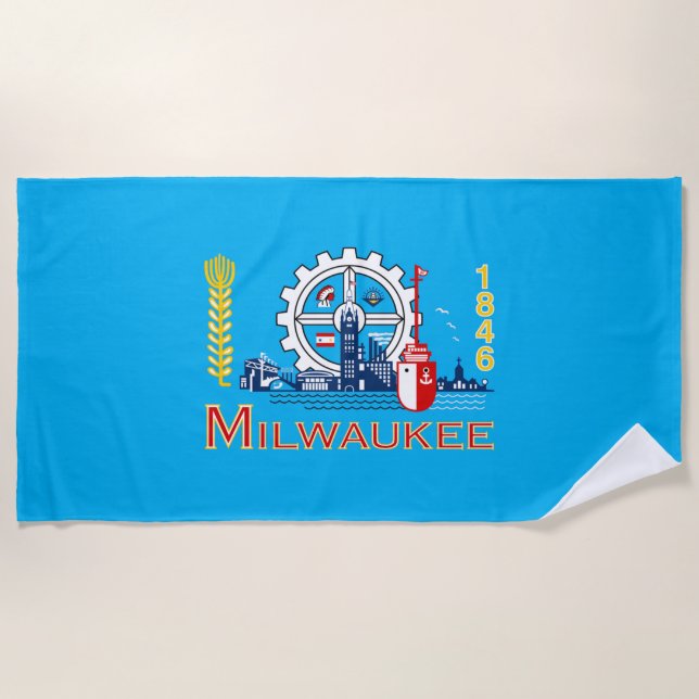 Milwaukee city flag beach towel (Front)