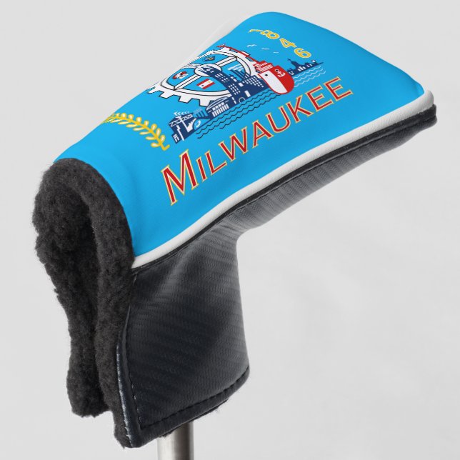 Milwaukee city flag golf head cover (3/4 Front)