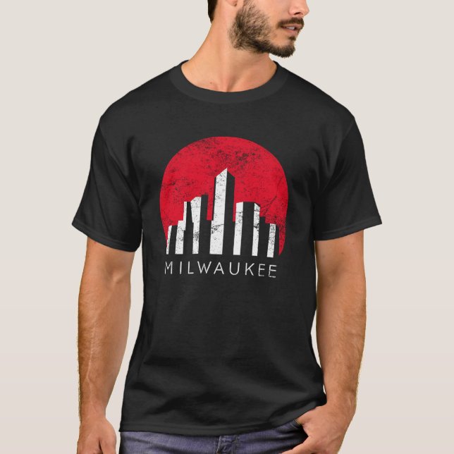 Milwaukee Distressed Cityscape T-Shirt (Front)