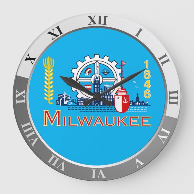 Milwaukee flag Large Clock (Front)