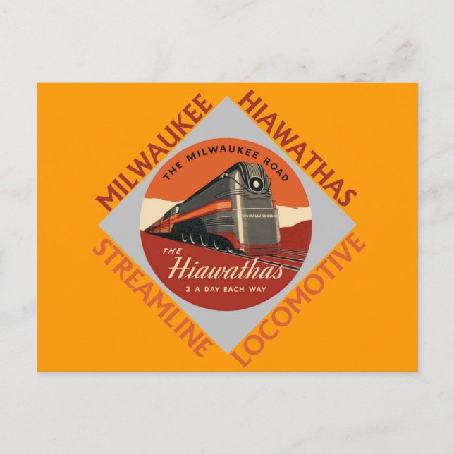 Milwaukee Hiawatha Railroad Postcard (Front)