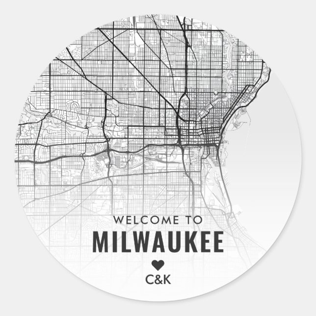Milwaukee, Minnesota City Map | Wedding Welcome Classic Round Sticker (Front)