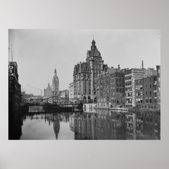 Milwaukee River and Dowtown Poster (Front)