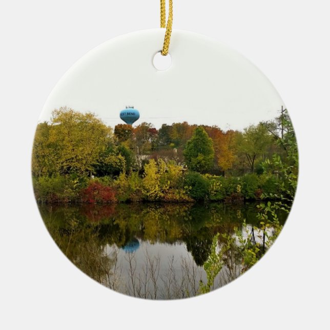Milwaukee River, West Bend, Wisconsin Ceramic Tree Decoration (Front)
