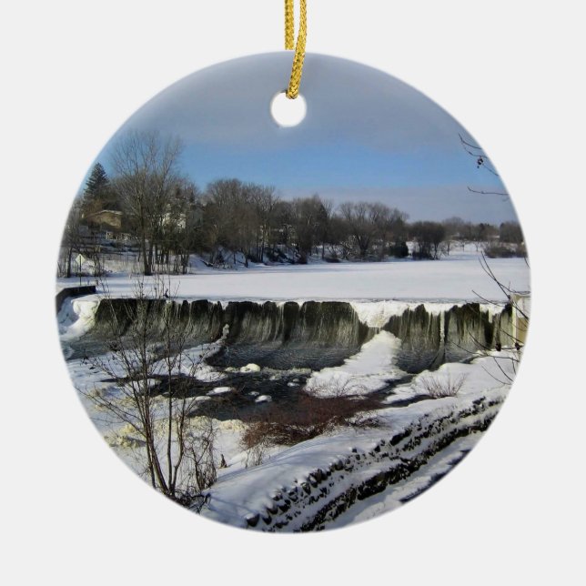 Milwaukee River, West Bend, Wisconsin Ceramic Tree Decoration (Front)