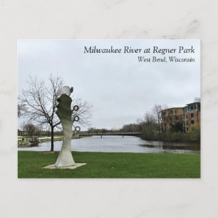 Milwaukee River, West Bend, Wisconsin Postcard