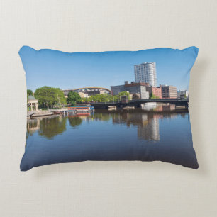 milwaukee riverfront and state street bridge decorative cushion