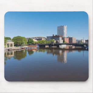 milwaukee riverfront and state street bridge mouse mat
