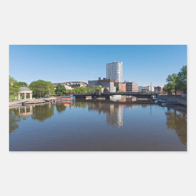 milwaukee riverfront and state street bridge  rectangular sticker (Front)