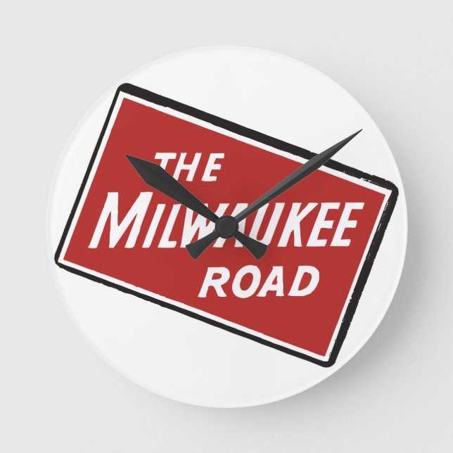 Milwaukee Road Railway Sign 2 Round Clock (Front)