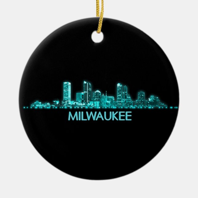 Milwaukee Skyline Ceramic Tree Decoration (Front)