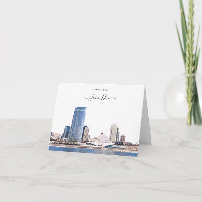 Milwaukee Skyline Personalised Note Card (Front)