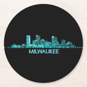 Milwaukee Skyline Round Paper Coaster
